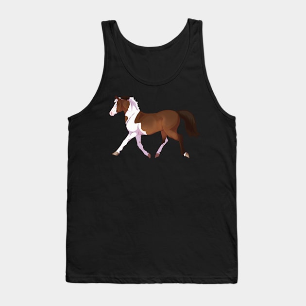 Trotting Bay Tobiano Horse Tank Top by kelseydjpaint